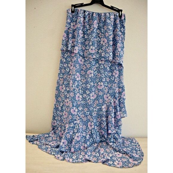 Intimately FP OB1589243 Women's Sz XS Blue Floral Romance Me Ruffle Slip Skirt - Picture 1 of 6